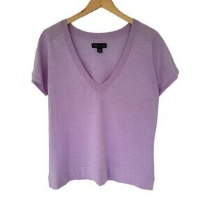 Tommy Bahama Golf Lilac Wool Short Sleeve V Neck Top Women Size L